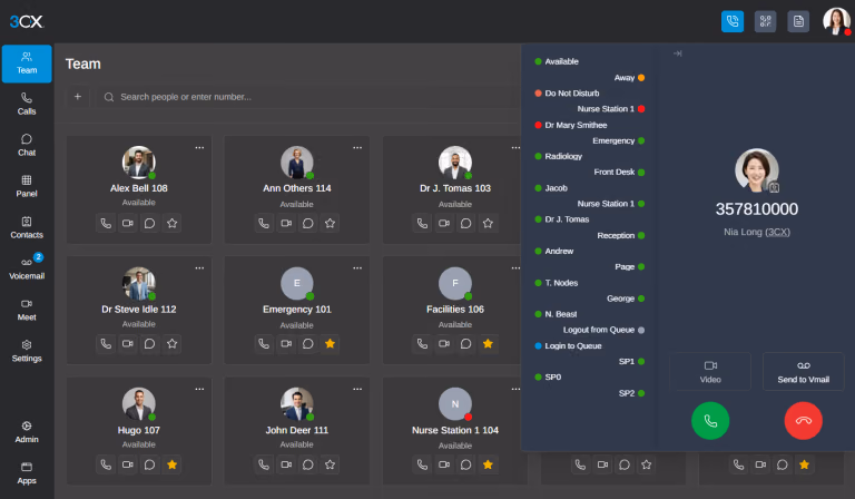 Gestión de llamadas desde el dialer del Web Client de 3CX
