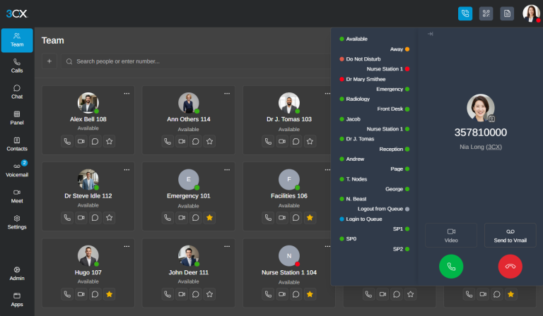 Gestión de llamadas desde el dialer del Web Client de 3CX